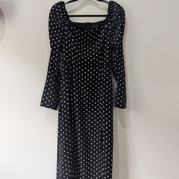 Lulus Dresses & Skirts - Lulu's Black and White Polka Dot Long Sleeve Dress